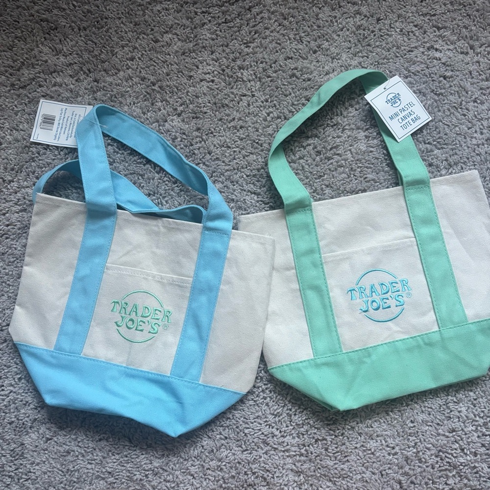 Trader Joe's Canvas Tote Bag Set - Blue, Green
